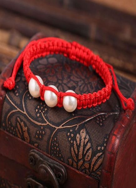 

20pcslot lucky kabbalah red string pearl charms hamsa bracelets women handmade fatima friendship jewelry6794361, Golden;silver