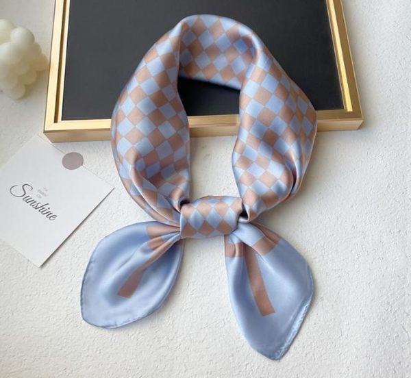 

23style 7070cm women designer presbyopia letters print floral silk scarf headband fashion long handle bag scarves shoulder tote l2080628, Blue;gray