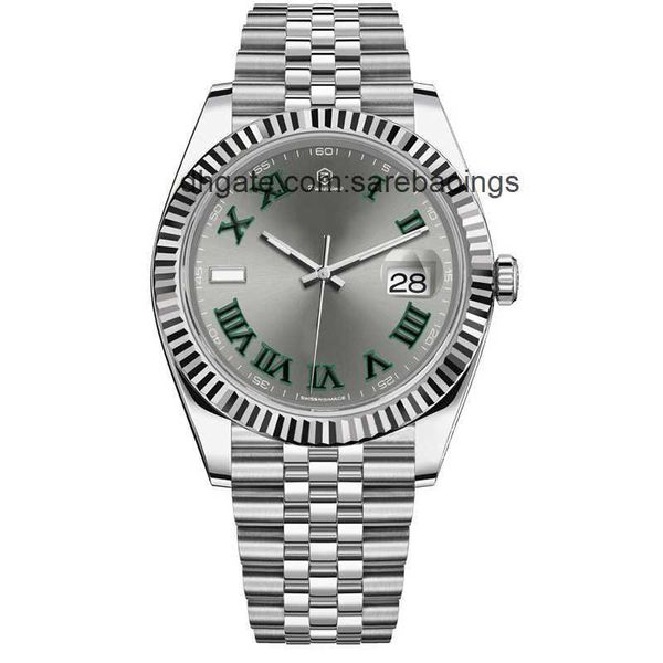 

mens watch designer watch man watch fashion wristwatches business wristwatch rhodium wimbledon mint green 41mm 2813 auto movement stainless, Slivery;golden