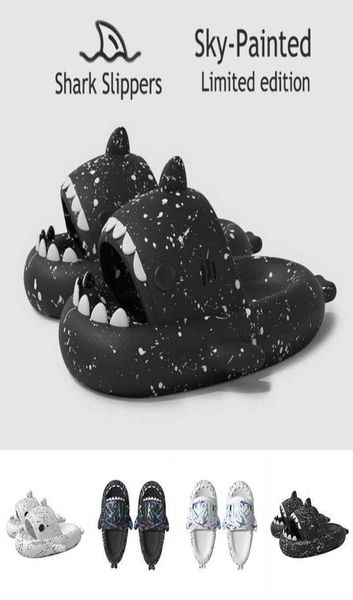 

slippers graffiti cloudy shark slippers platform shark sandal indoor bathroom antiskid slides couples summer shoes eva soft beach 2078721, Black