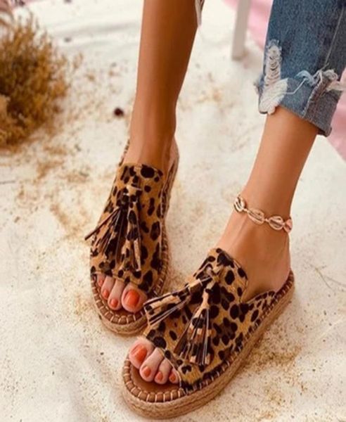 

women039s shoes 2020 beautiful leopard fringe summer slippers female suede solid designer slipper outdoor plus size 35437837094, Black