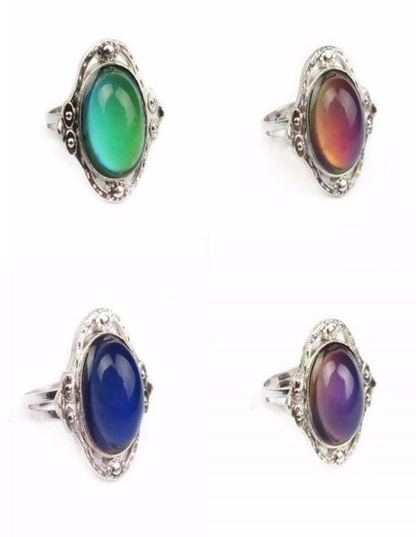 

vintage retro color change mood ring oval emotion feeling changeable ring temperature control color rings for women k35556276873, Silver