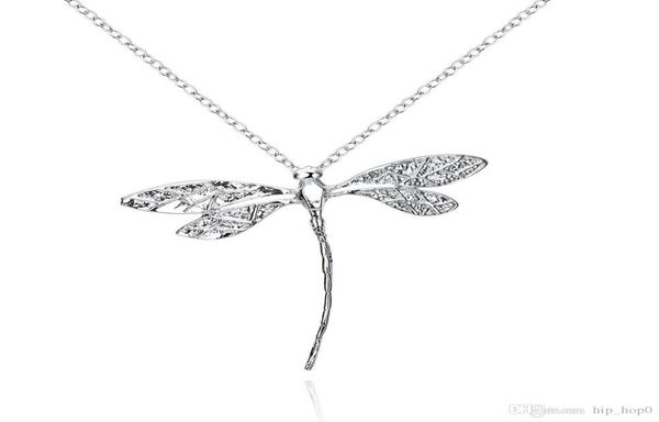 

925 silver plated animal pendant necklace cute dragonfly charms long rolo silver chain fashion lovely jewelry for girls christmas 3597491