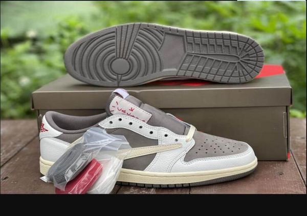 

with box travis 1 low og reverse mocha men basketball shoes 1s cactus white black brown outdoor running sports trainers fashion sn6949754