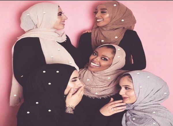 

women plain bubble cotton beads wrinkle shawl solid crumple pearl wrap pashminas headband foulards muslim hijab scarf7814837, Blue;gray