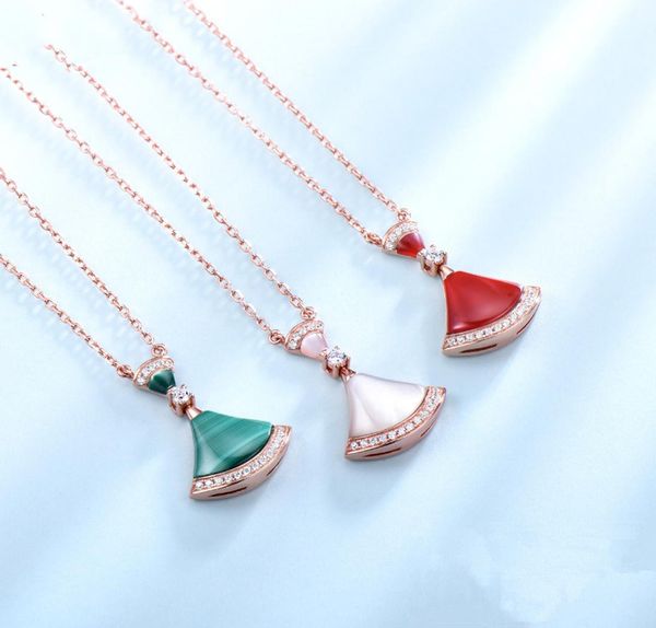 

fashion double fanshaped red zircon white motherofpearl clavicle chain sweater chain luxury creative wild holiday gift women06311635, Silver