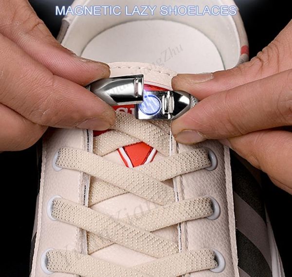 

1pair elastic magnetic 1second locking shoelaces creative quick no tie shoe laces kids shoelace sneakers shoe laces4189009, White;pink