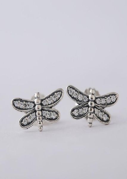 

memnon jewelry 925 sterling silver sparking dragonfly stud earrings for women with zircon european fine jewelry hypoallergenic ear1932711, Golden;silver