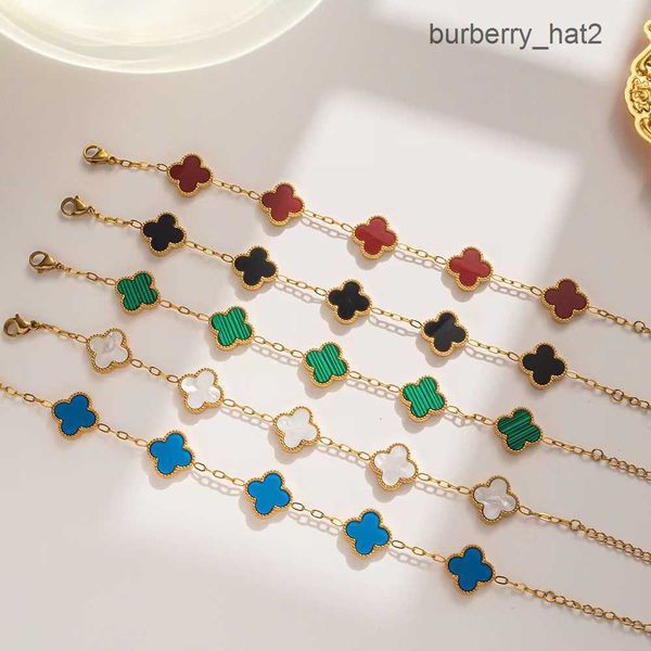 

fashion jewelry designer bracelet new four-leaf clover bracelet female south simple ins five-flower fritillary luck clover bracelet girl gif, Black
