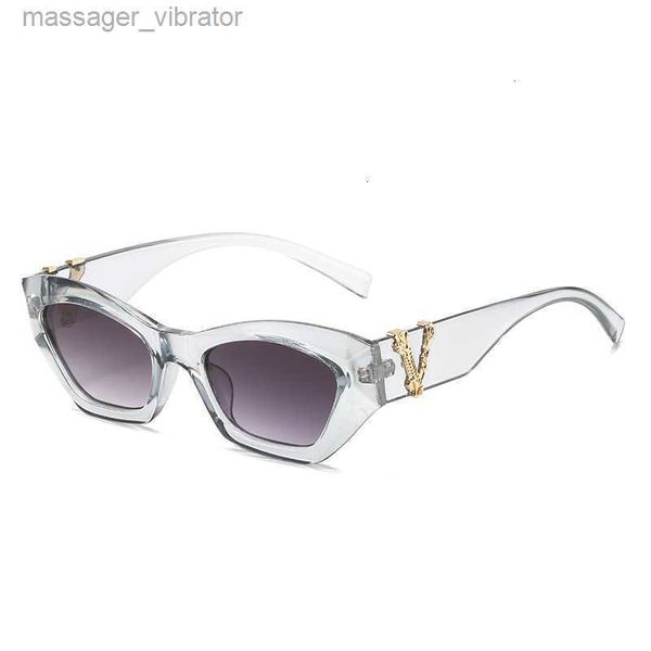 

Decorative V-shaped 2023 Sunglasses New Women's Personalized Cat's Eye Small Frame INS Stripe Women II5E 1 44NZ
