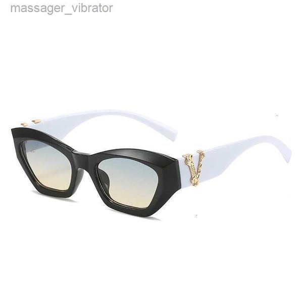 

sunglasses v-shaped decorative 2023 new women's personalized cat's eye small frame ins stripe women ii5e g9dd, White;black