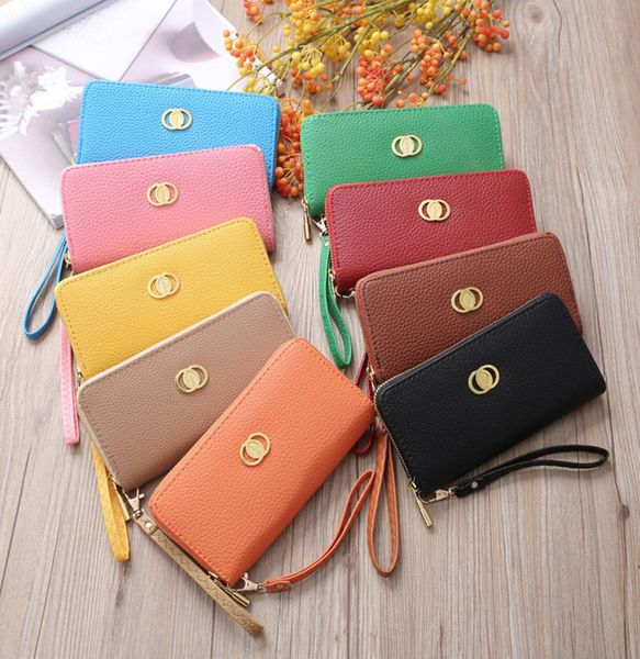 

women plain wristlets long clutches pu leather interior zip purses card wallet coin pouches cell phone pocket fashion girls handba7673240, Red;black