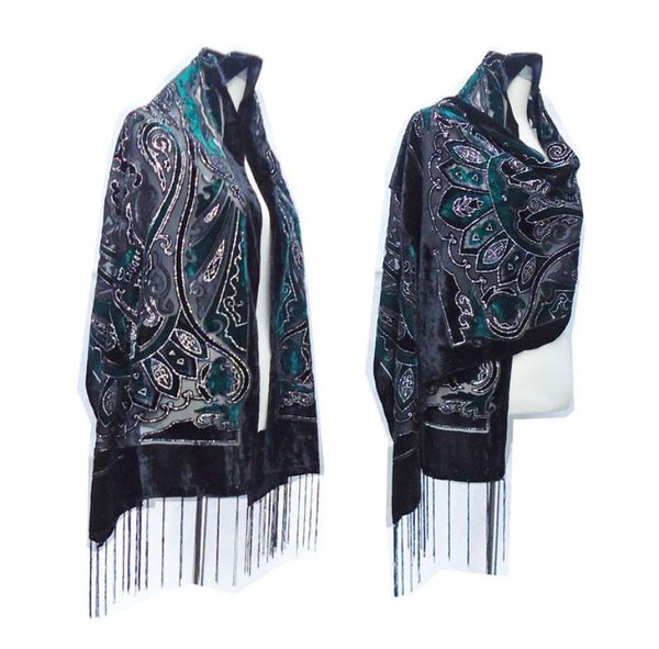 

17050 cm glitter crown velvet scarf women burnout silk wraps winter autumn poncho hijab for lady shinning wedding banquet pashmin1933871, Blue;gray