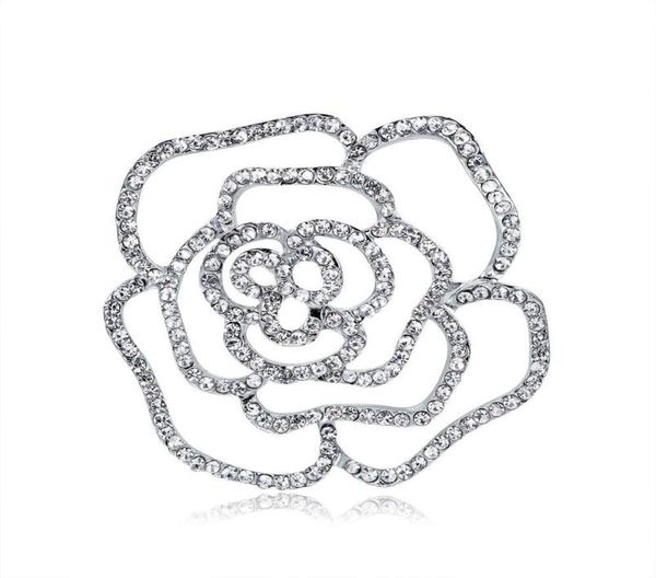

korean style lace full of diamond crystal brooch temperament creative brooch with diamond pin crystal suit pin8216705, Gray