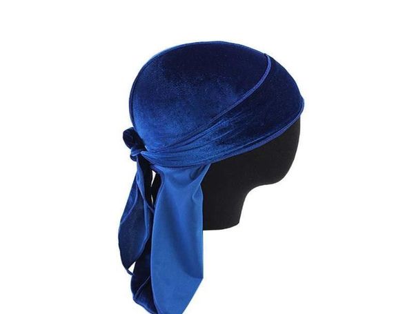 

14 style velvet durags bandana turban hat pirate caps wigs doo durag biker headwear headband pirate hair4693802, Blue;gray