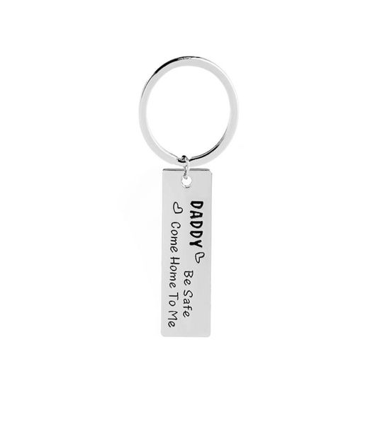 

daddy be safe come home to me key chains message reminder driver keychains for father car keyring holder dad birthday gift ring8893892, Slivery;golden