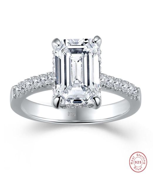 

cluster rings eternal 925 sterling silver bridal wedding engagement bands sets for women 4ct emerald cut simulated diamond fine je2712733, Golden;silver