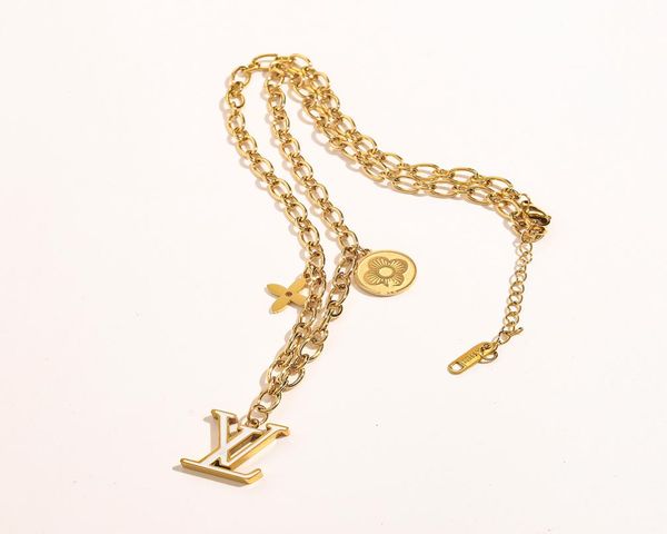 

luxury designer necklace choker pendant chain 18k gold plated stainless steel letter necklaces fashion women statement wedding jew9728559, Silver