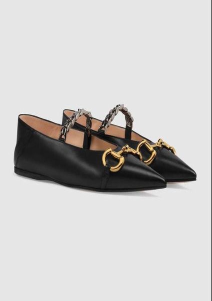 

luxury women039s leather ballet flat with horsebit flat ballerinas shoes elegant pointed toe women ballet party wedding wh6789384, Black