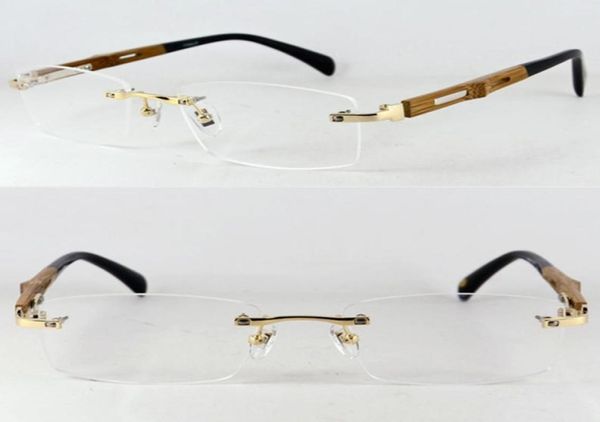 

pure titanium wooden hand made rimless eyeglass frames luxury myopia rx able men women glasses spectacles 2103231635820, Silver