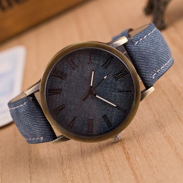 

new fashion quartz scale watch retro multicolor cowboy jeans imitated leather strap clock for women&men student exam time ljs158312d, Slivery;brown