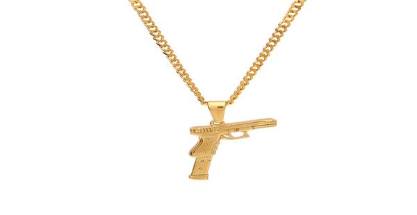 

hip hop jewelry gold plated gun shape pendant with chain stainless steel pendant necklace mens fashion jewelry gfit5089992, Silver