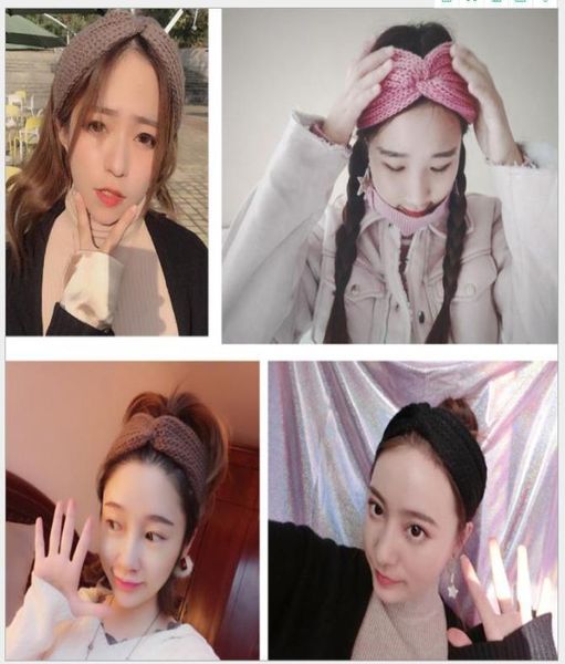 

warm headbands for women 36 colors ear winter knitted headwraps ribbed head scarf teen girls chunky wool headband fashion hair acc6453536, Blue;gray