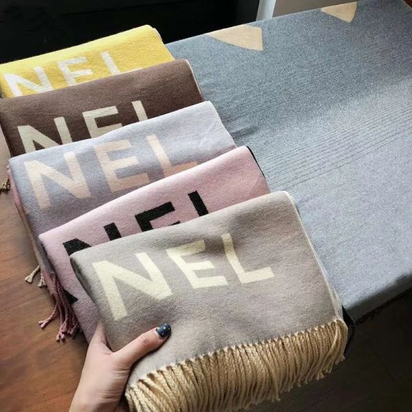

designer autumnwinter shawl cashmere c scarf women's fashion cashmere wrap thick warm girls blanket gift 2023 new style, Blue;gray
