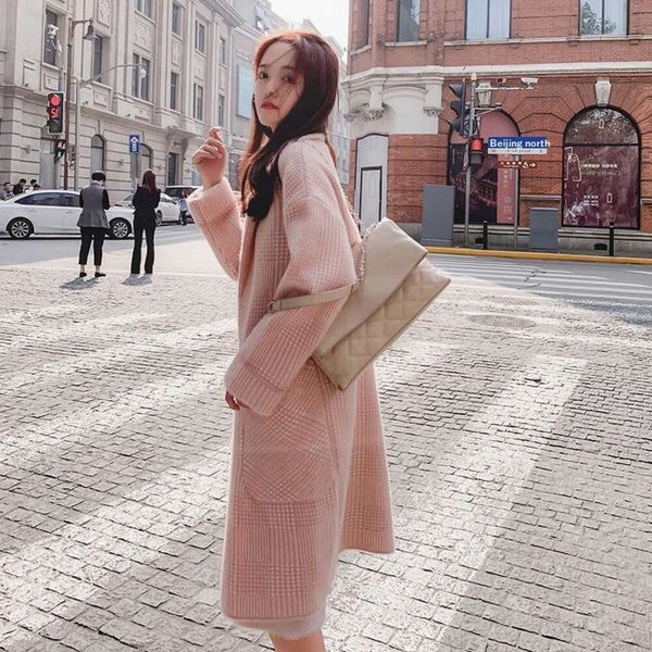 

sweaters jackets autumn and winter womens clothing korean version of the long double sided imitation mink velvet, White;black