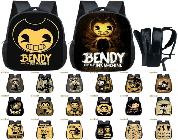 

13quot bendy and the ink machine school bags backpack kids polyester print bookbag satchel travel rucksack knapsack shoulderbag 1925448