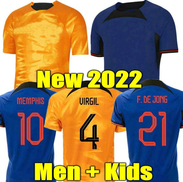 

de jong 2022 netherlands memphis soccer jersey holland de ligt wijnaldum van dijk 22 23 football shirt men kids kit dumfries promes, Black;yellow