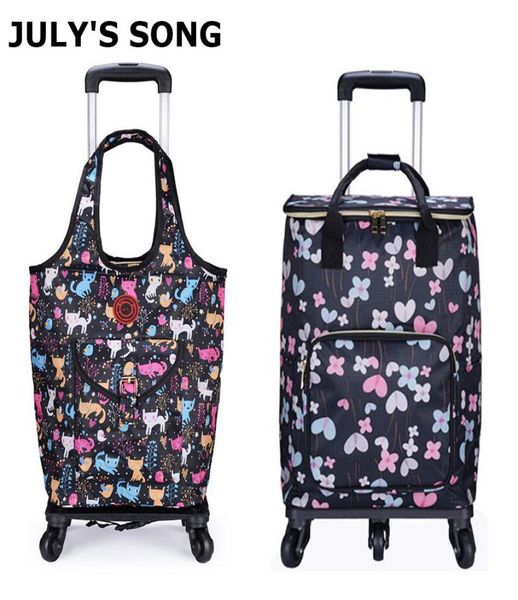 

july039s song foldable shopping bag waterproof handbag with wheels big capacity grocery shopping cart rolling trolley bag for w4265519