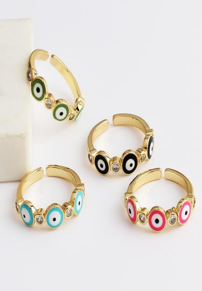 

colorful bohemian zircon evil eye rhinestone filled rings for women vintage boho aaa cz devil ring enamel jewelry1719287, Silver
