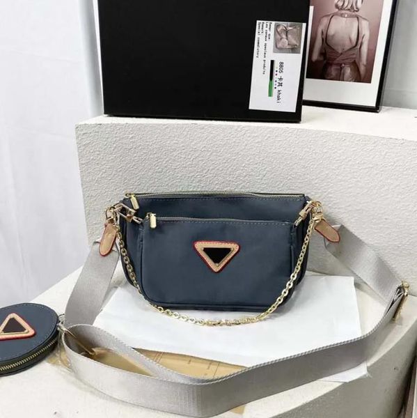 

luxury womens shoulder bag chain bag messenger bag three in one multi compartment nylon small square bag casual and versatile
