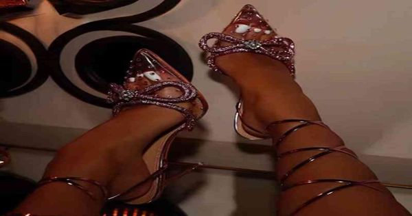

zapatos de tacn alto con diamantes de imitacin para mujer calzado con lazo de cristal transparente pvc con cordones para4248499, Black