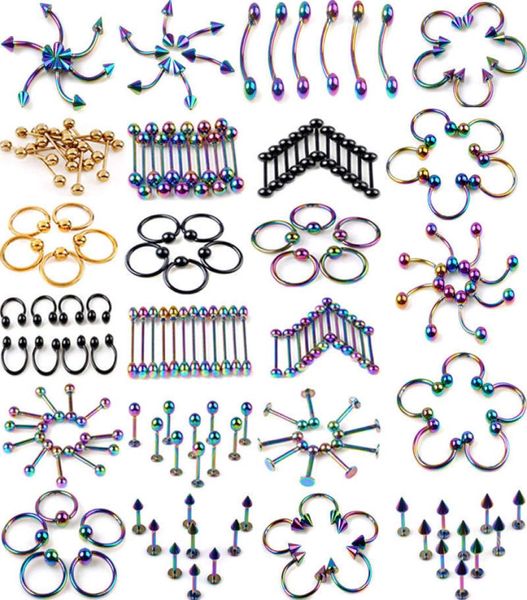 

120pcs body jewelry eyebrow navel belly tongue nose piercing bar ring6874476, Silver