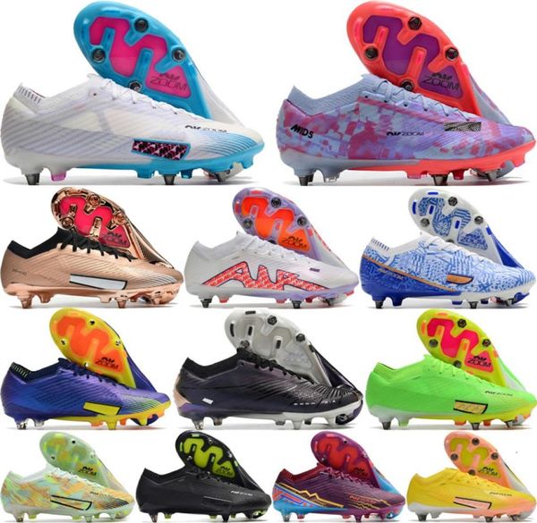 

send with bag quality soccer boots zoom mercurial vapores 15 elite sg movable unmovable spikes football cleats for mens training m6043807, Black
