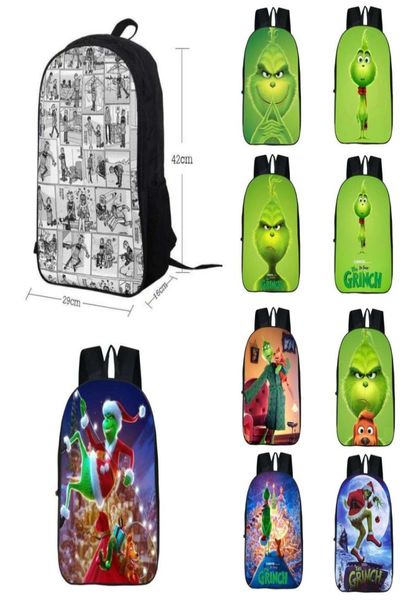 

how the grinch stole christmas polyester backpack school book bag laprucksack shoulderbag student kid boys satchel handbag xam8800056