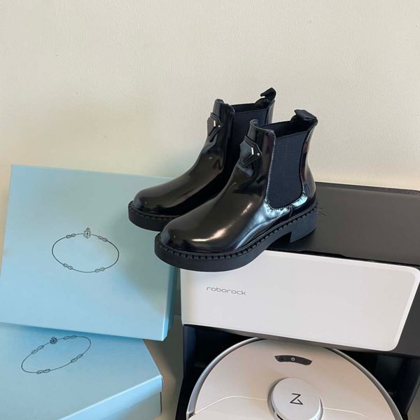 

designer boots martin boots women's new black panel thick bottom british style belt buckle thick heel short boots 01