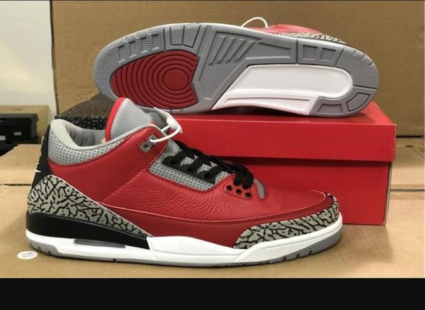 

3 se red cement mens basketball shoes 3s fire red greyblack sports sneakers trainers ck5692600 with original box us 9868138