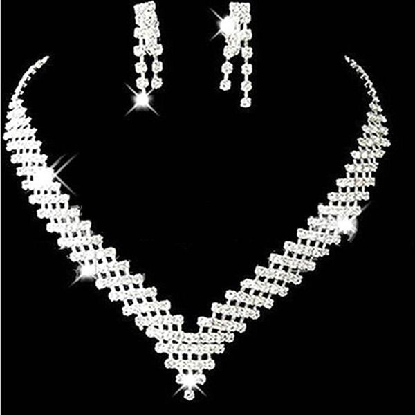 

wedding bridal jewelry sets girls earrings necklace crystals formal christmas party rhinestones accessories selling285q, White