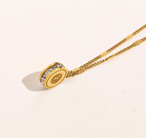 

luxury fashion women designer letter pendants necklace choker chain crystal 18k gold plated stainless steel necklaces statement we1877683, Silver