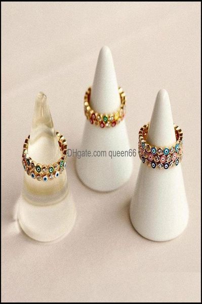 

band rings jewelry bohemian rainbow evil eye rhinestone filled gold women vintage ladies midi kunle finger ring christmas 35 drop 7498789, Silver