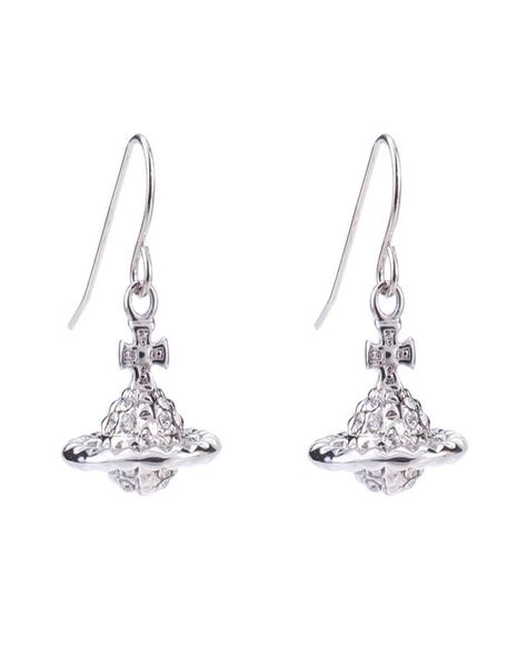 

queen mother silver diamond rivet saturn threedimensional earring hook ins punk8216435