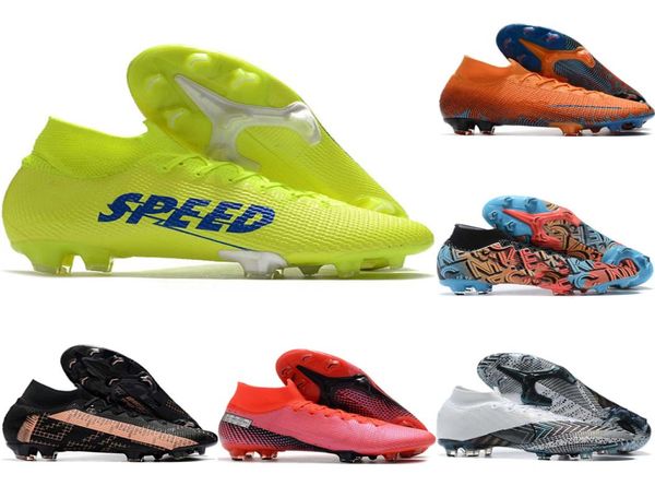 

2020 mens soccer shoes mercurial superfly  elite fg soccer cleats cr7 football boots sneakers scarpe da calcio breath2081089, Black