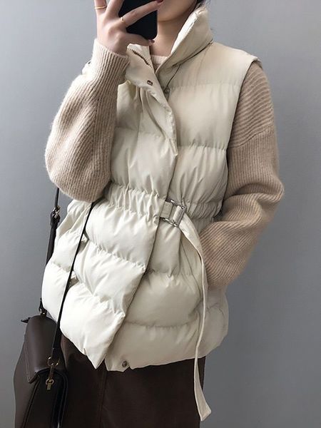 

women s vests jaket rompi tanpa lengan wanita parka elegan kasual tebal hangat korea harajuku pakaian luar 230904, Black;white