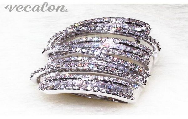 

vecalon antique big ring women men jewelry 20ct simulated diamond cz 925 sterling silver engagement wedding band ring for women3363933, Slivery;golden