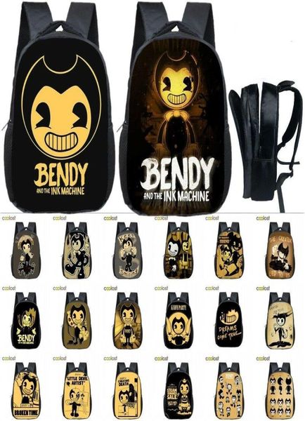 

13quot bendy and the ink machine school bags backpack kids polyester print bookbag satchel travel rucksack knapsack shoulderbag 1121837