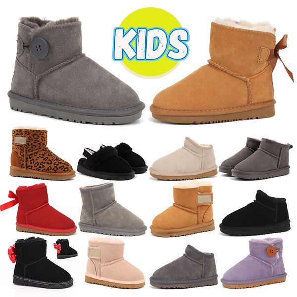 

2023 australian australia warm boots uggskids mini half snow boot ankle classic winter full fur fluffy furry satin womens kids platform uggl, Black