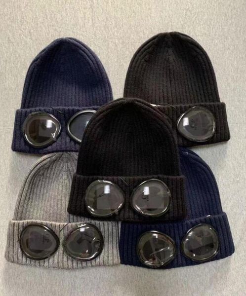 

two glasses goggles beanies men autumn winter thick knitted skull caps outdoor sports hats beanies black grey1458499, Blue;gray